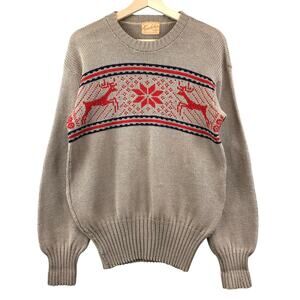 Vintage 40's Kandahar Wool Ski Sweater - Nordic reindeer Print M